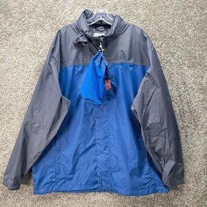 33,000ft Mens Waterproof Rain Jacket Navy Grey Packable Hooded Shell NWT